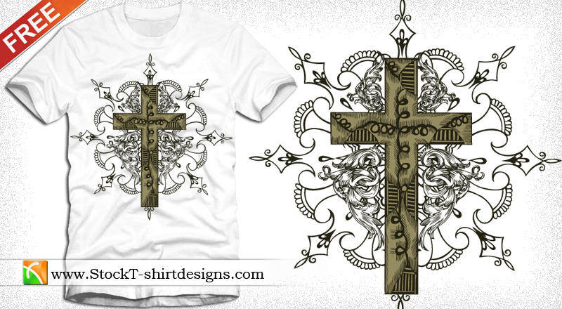 Free Vector T-shirt Design with Cross