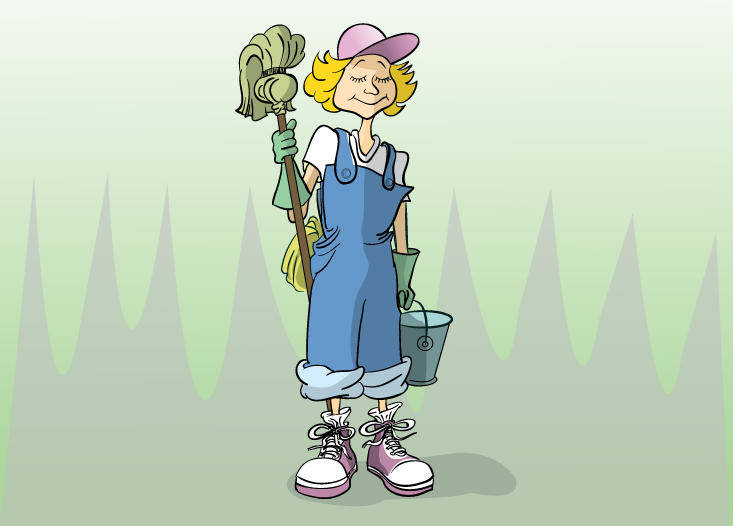 Cartoon Cleaning Lady Vector