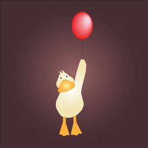 Cute Little Duck with Red Balloon Vector