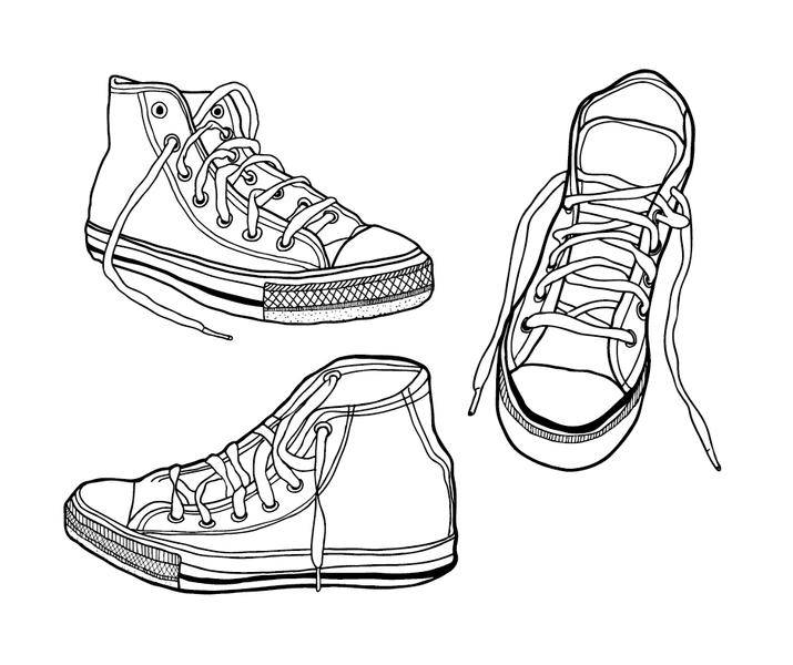 Rough, Hand Drawn Illustrated Sneakers
