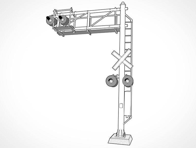 Vector Cantilever Rail Lights and Signals Illustration