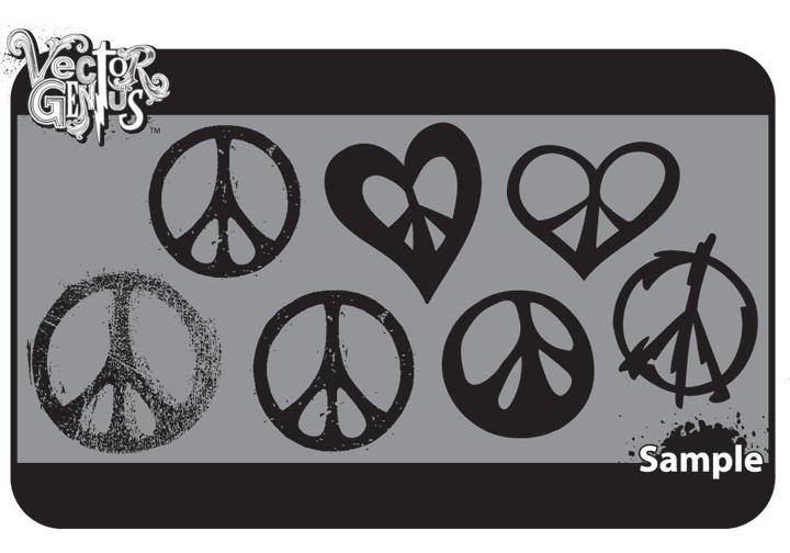 Free Peace Sign Vector Art and Grungy Peace Vector Set
