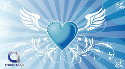 Heart Vector Background with Wings