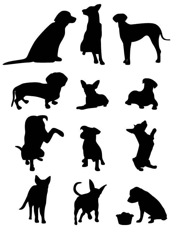 13 Dog Vector Silhouettes